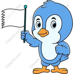 Cheerful Blue Bird with Flag