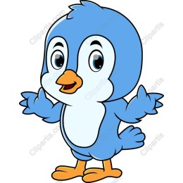 Charming Blue Cartoon Bird