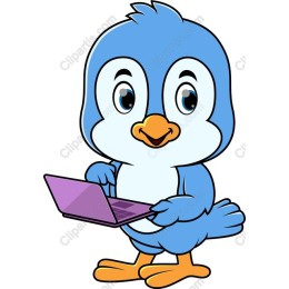 Charming Bluebird with Laptop
