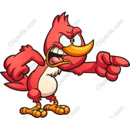 Playful Red Cartoon Bird