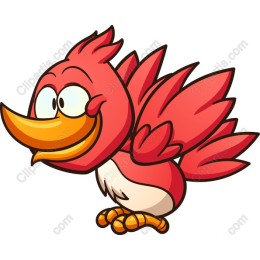 Cheerful Red Cartoon Bird