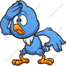 Whimsical Blue Bird Cartoon