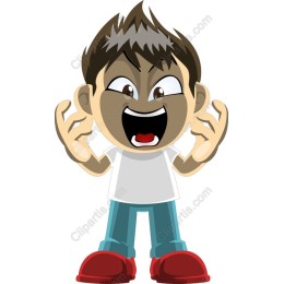 Playful Frustration Cartoon Boy