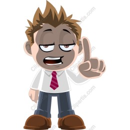 Charming Cartoon Character with Raised Finger