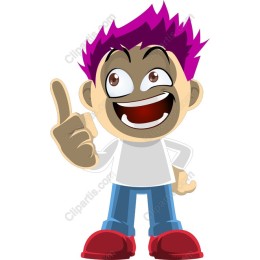 Vibrant Cartoon Character - Cheerful Boy with Purple Hair