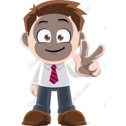 Cheerful Cartoon Character with Peace Sign