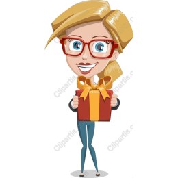 Cheerful Gift-Giving Woman
