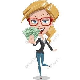 Cheerful Businesswoman with Cash
