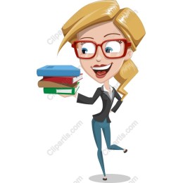 Cheerful Woman Holding Books