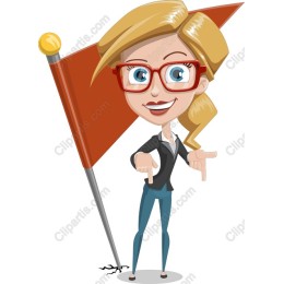 Cheerful Businesswoman with Flag