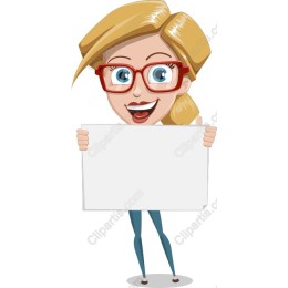 Cheerful Woman with Blank Sign