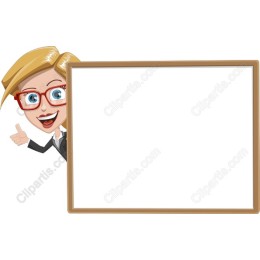 Friendly Businesswoman with Blank Sign