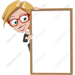Cheerful Woman Holding Blank Sign
