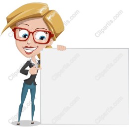 Cheerful Businesswoman with Blank Canvas