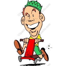 Cheerful Boy on Scooter