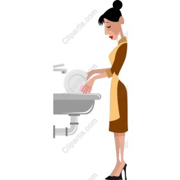 Charming Kitchen: Woman Washing Dishes