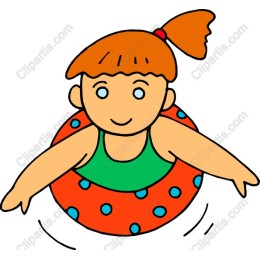 Cheerful Girl in Inflatable Ring