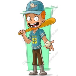 Energetic Cartoon Baseball Player