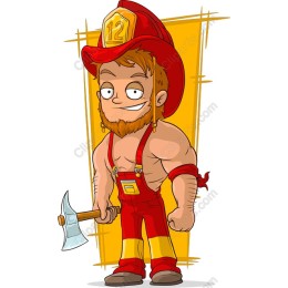 Heroic Fireman Cartoon