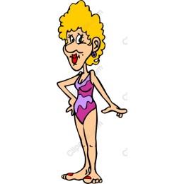 Retro Cartoon Swimsuit Lady