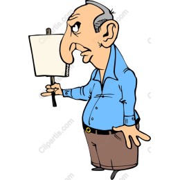 Cartoon Elderly Activist Holding Blank Sign
