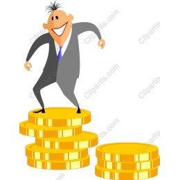 Joyful Businessman on Gold Coins