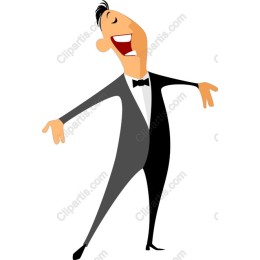 Cheerful Performer in Tuxedo