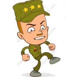 Cartoon Military Soldier with Cap and Stars