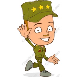 Cheerful Cartoon Military Character
