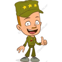 Cheerful Cartoon Soldier with Thumbs Up
