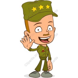 Cheerful Military Cartoon Character