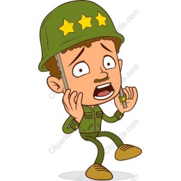 Cartoon Soldier in Surprise Pose