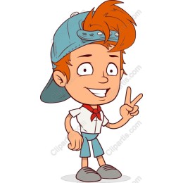 Cheerful Young Boy Character