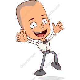 Cheerful Cartoon Character in Tuxedo