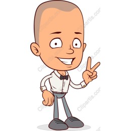 Cheerful Cartoon Character with Peace Sign