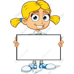 Cheerful Girl with Blank Sign
