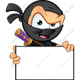 Ninja Character with Blank Sign