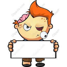Playful Cartoon Character with Blank Sign