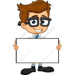 Playful Young Boy with Glasses Holding Blank Sign