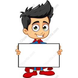 Superhero Boy with Blank Sign