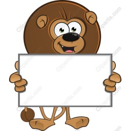 Cartoon Lion with Blank Sign