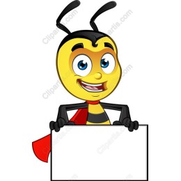 Cheerful Cartoon Bee with Blank Sign