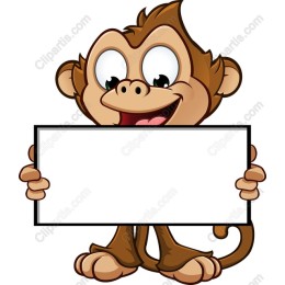 Playful Cartoon Monkey Holding Blank Sign