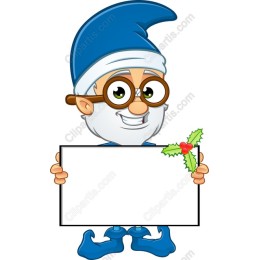 Cheerful Holiday Gnome with Blank Sign