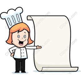 Cheerful Chef Character with Scroll
