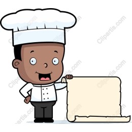 Cheerful Chef with Parchment Scroll