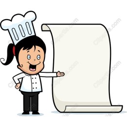 Cheerful Chef with Scroll