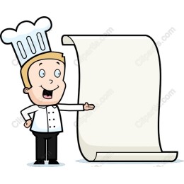 Cheerful Chef with Scroll