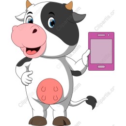 Playful Cow Character with Tablet