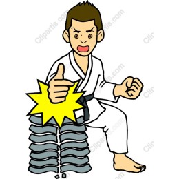 Martial Artist Breaking Tiles